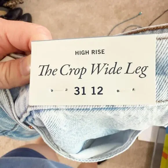 NWT Abercrombie & Fitch Light Blue High Rise The Crop Wide Leg Jeans Women's 31 - Picture 5 of 9